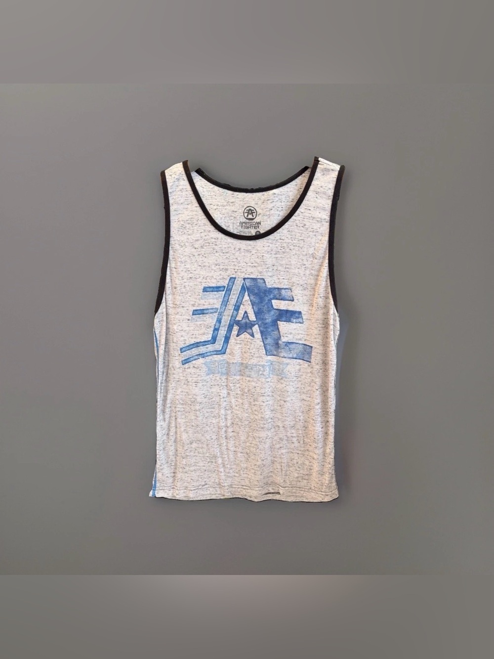 American Fighter Gray Graphic Tank Top Blue Logo Men’s XL